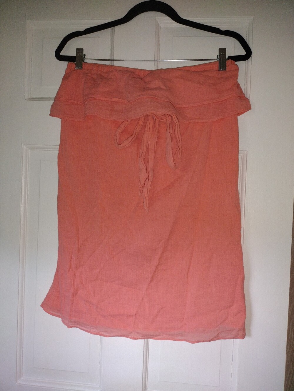 J. Crew Coral Pink Ruffled Dress Beach Cover Up Size XS 100% Cotton